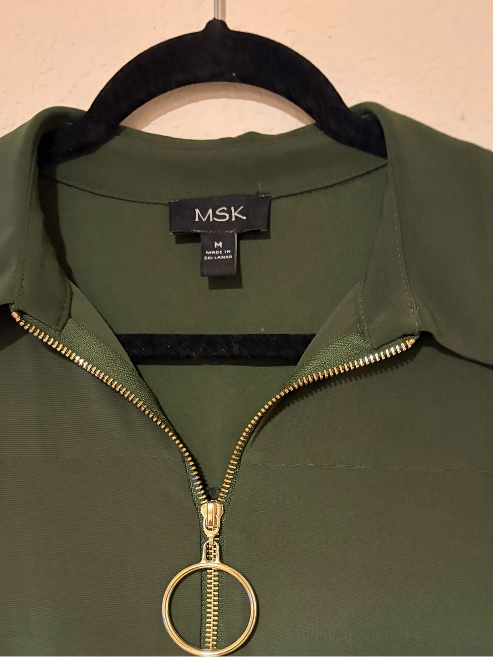 MSK Olive Green Midi Dress with Gold Ring Zip - Picture 2 of 2